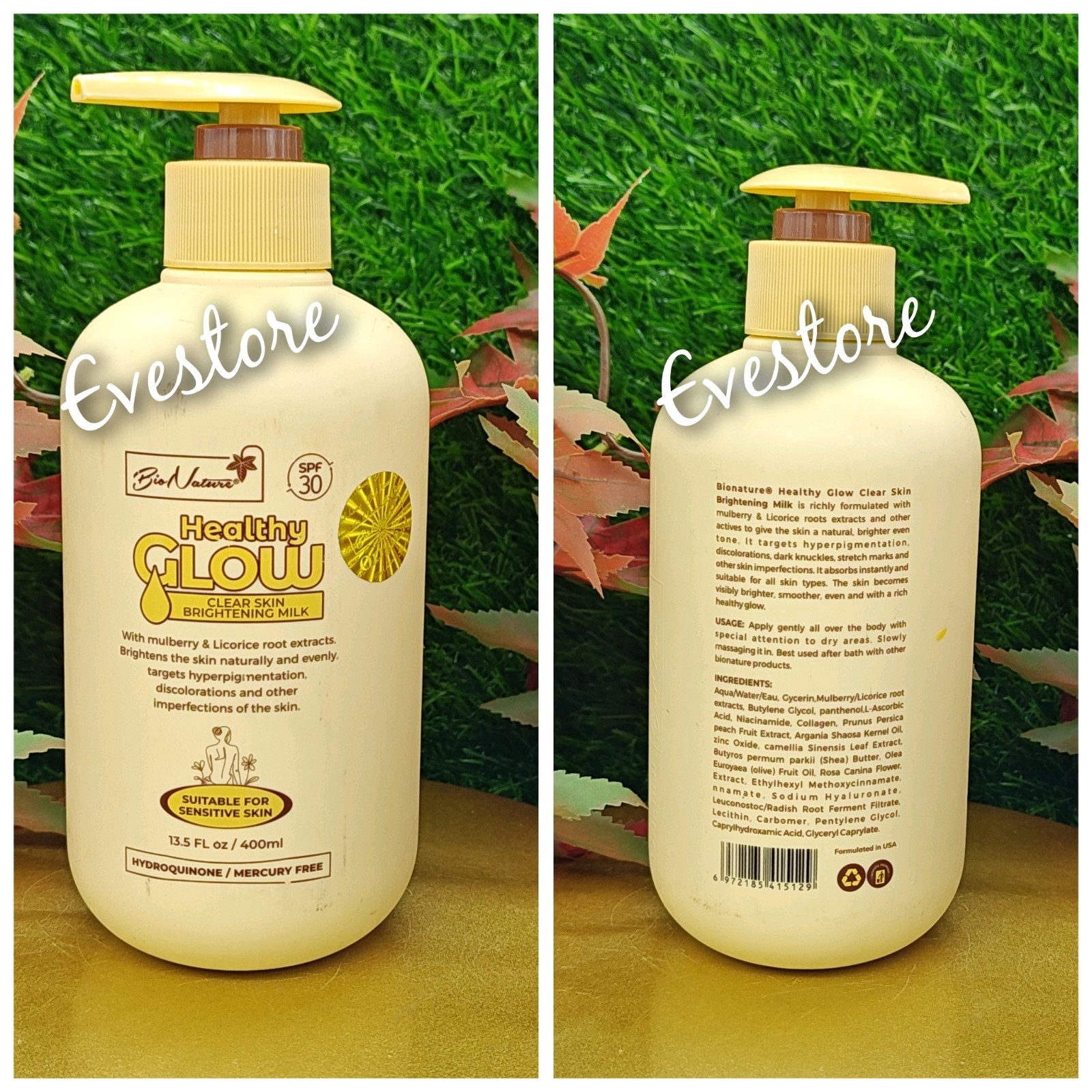 Healthy Glow Milk mulberry & Licorice  Lotion & Scrub Shower Gel Bio Nature 2pcs