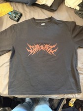 Techno Metal Black Graphic T-Shirt Clothing Red Logo with Back Print