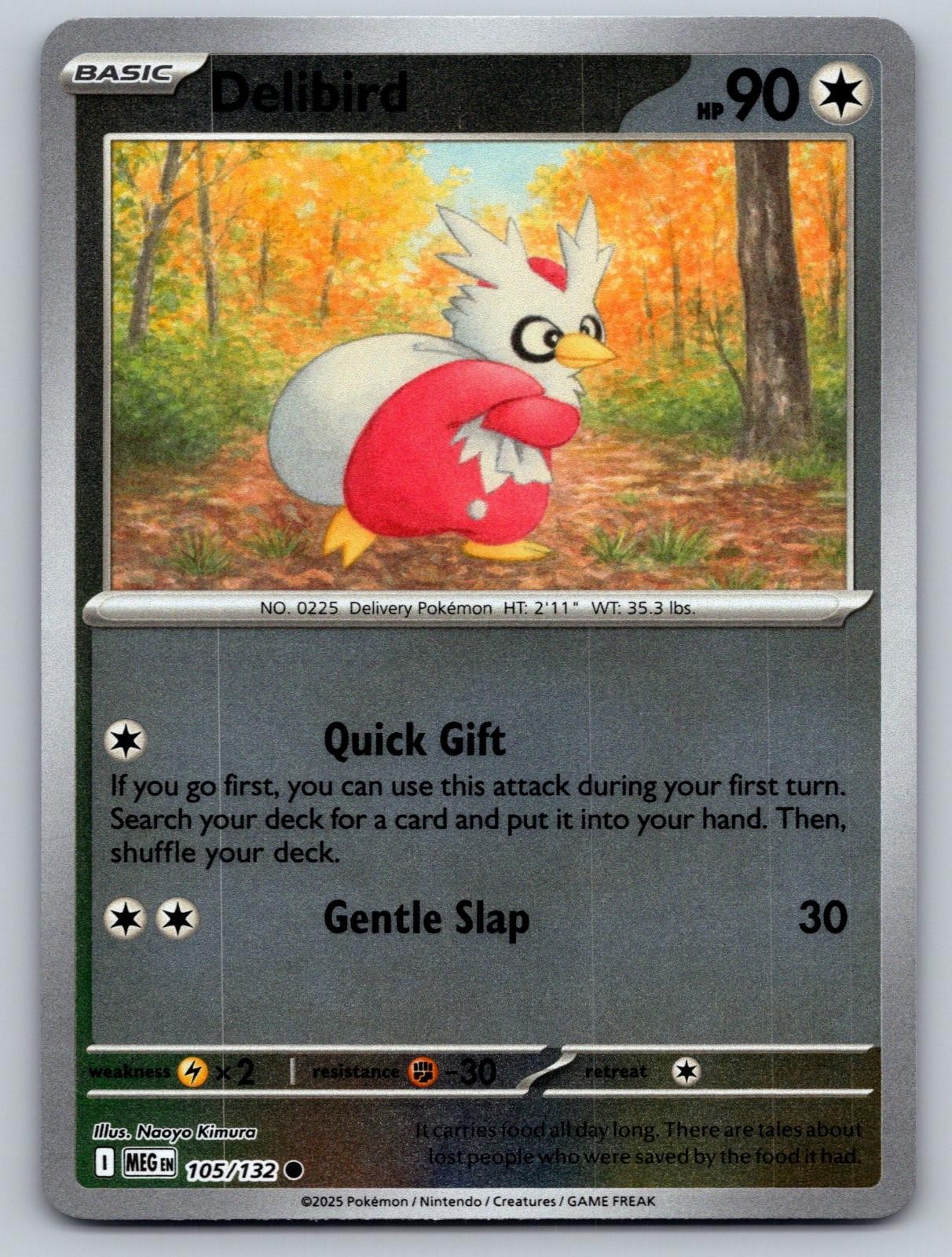 Delibird 105/132 Common Mega Evolution Pokemon Reverse Holo Near Mint