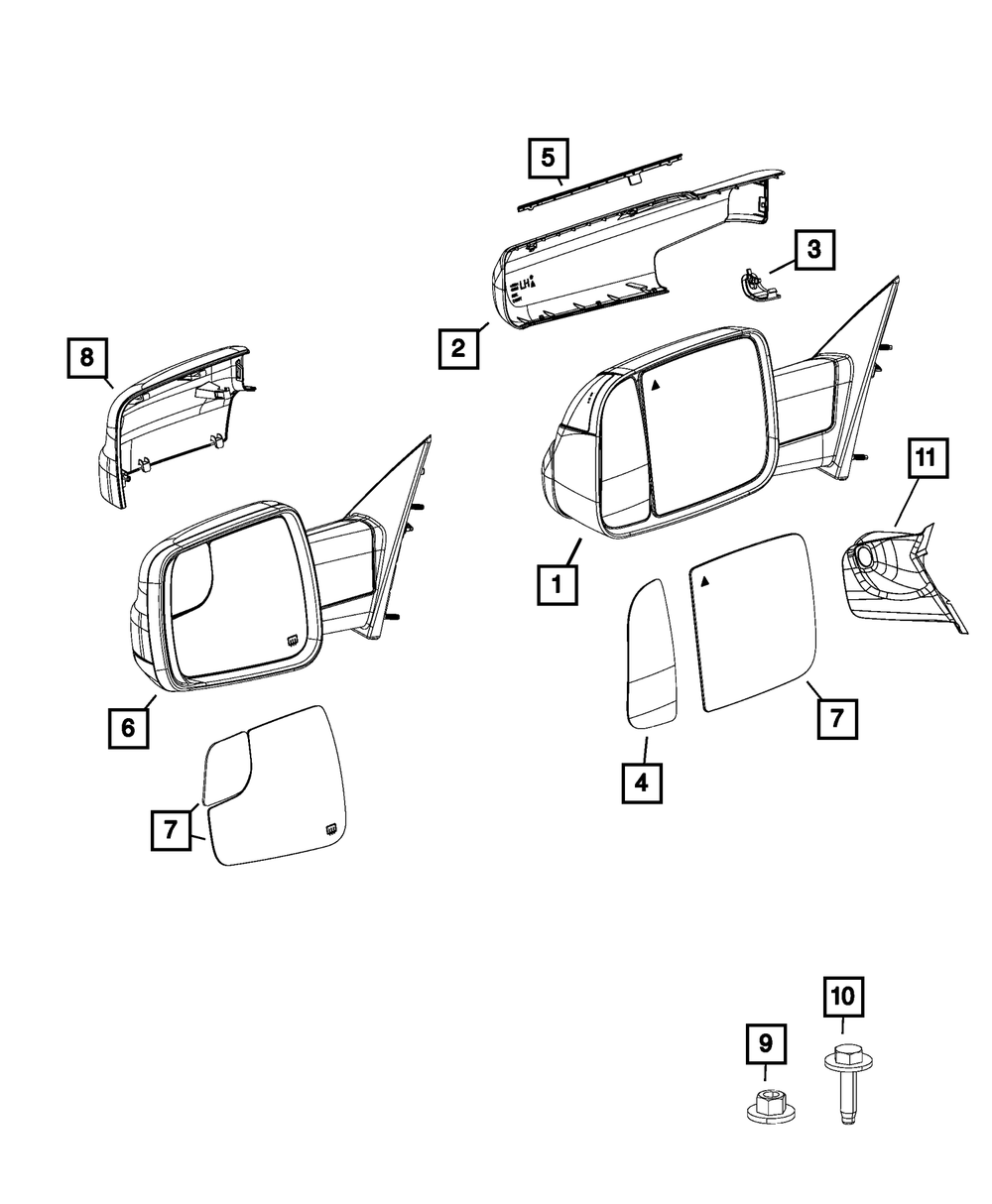 Genuine Mopar Outside Rear-View Mirror Right 68610318AA