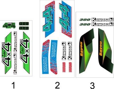 1989 - 2006 Kawasaki Bayou 300 4x4 Decal Graphics Emblem Marks Kit