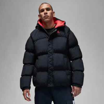 Nike Air Jordan Essential Puffer Hooded Jacket BRED Black Red  