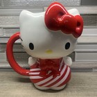New Hello Kitty Red Christmas Candy Cane Dress Full Body Sculpted Coffee Mug — photo 1