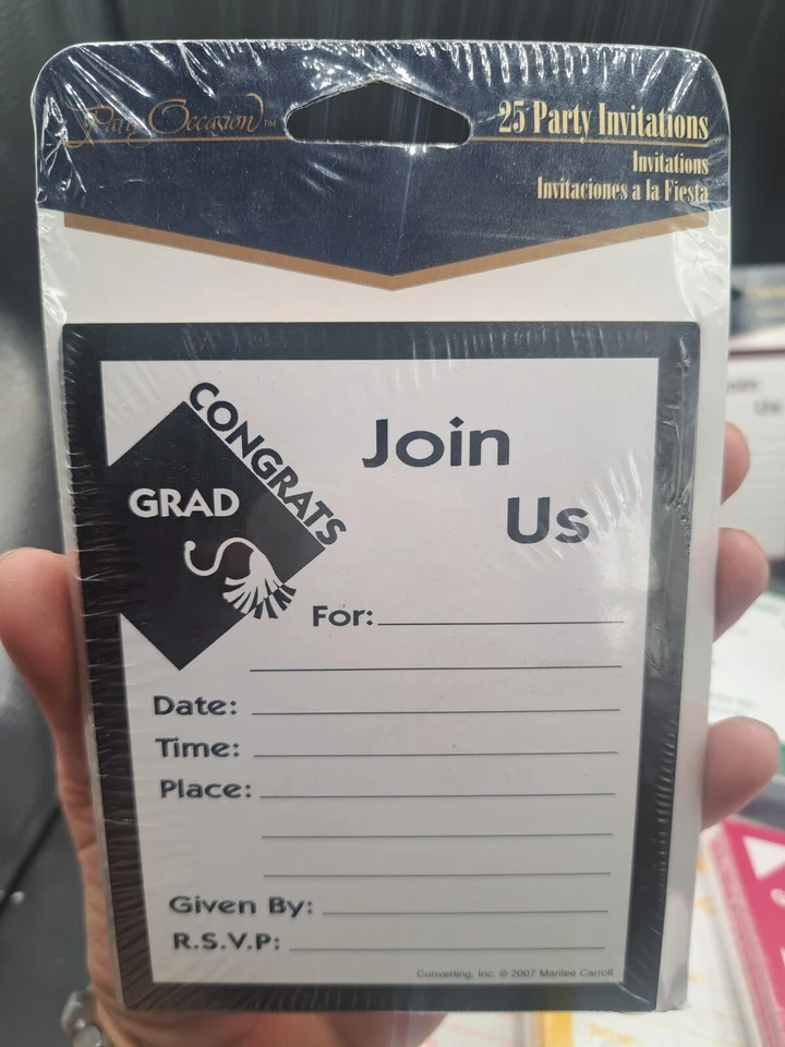 Fill-In Graduation Invitations Grad Party NIP 25ct With Envelopes Choose Color - Image 2 of 4