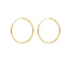 925 Sterling Silver 18K Gold 1.2mm Endless Hoop Earrings Ear Set Round PE16