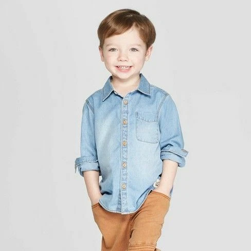 toddler light blue button down shirt