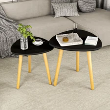 Set of 2 End Table Sofa Side Table Living Room Black