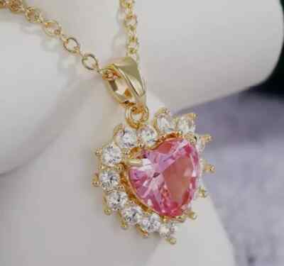 Lab-Created Ruby 2.10 CT Heart Shape Women's Halo Pendant 14K Yellow Gold Plated