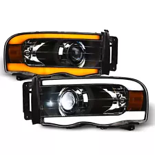 Topline For 02-05 Ram Switchback Sequential Full LED Projector Headlights Black