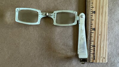 Vintage Rhinestone Mother of Pearl Lucite Folding Opera Reading