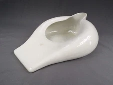 Antique1914 White Porcelain Bed Pan Heavy 6lbs Flat End w/ Easy Pour Catcher f22