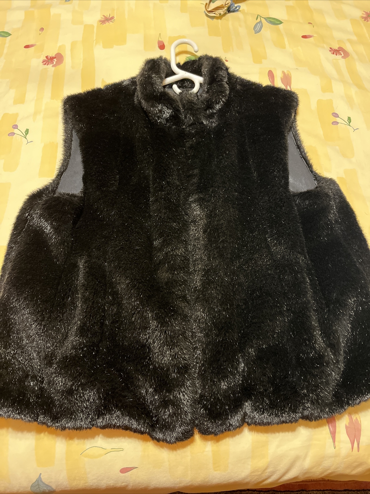 Vest Black Faux Mink Fur Zip Up Women’s L-image