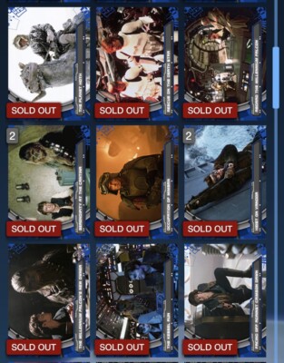 TOPPS STAR WARS TRADER ADVENTURES OF HAN SOLO Wave 1 BLUE 9 CARD SET Plus AWARD