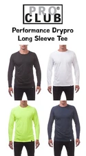 Pro Club Mens Performance DryPro Dri Fit Polyester Flexible Long Sleeve T-shirt
