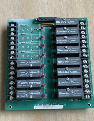 ELECTRO CAM PS-4100-11-216 OUTPUT BOARD WITH 12 EC-OAC5A-11 OUTPUT MODULES