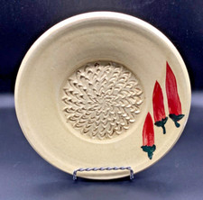 CONTEMPORARY POTTERY USA Garlic Grater Zester Olive Oil Dipping Plate Dish 7”