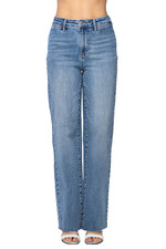 Judy Blue High Waist Raw Hem Trouser Wide Leg Jeans 88685, Size 5