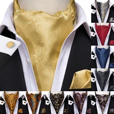 Men's Ascot Paisley Floral Cravat Skinny Tie Jacquard Woven Leisure Party