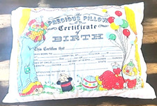 The Precious Pillow Baby Birth Certificate Keepsake Circus Clown Balloon USA Vtg