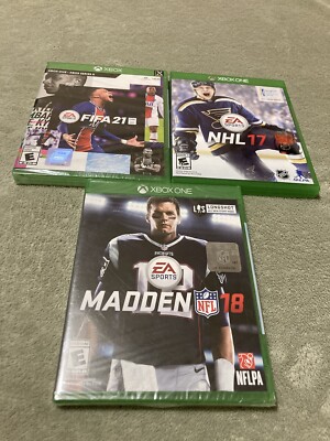 (3) Xbox One-2 games Sealed-Madden 18 & FIFA 21 plus NHL 17