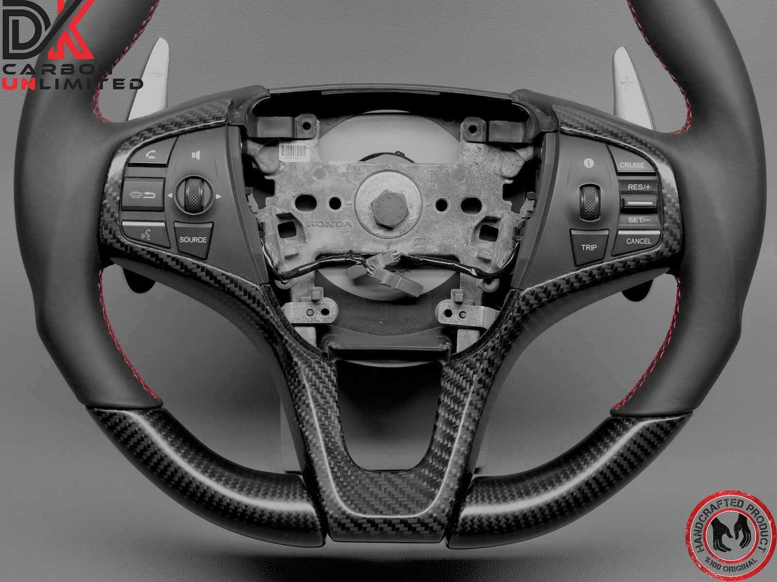 Acura NSX 2nd Gen NC1 2016 2022 Red Ring Napa Satin Matte Carbon Steering Wheel