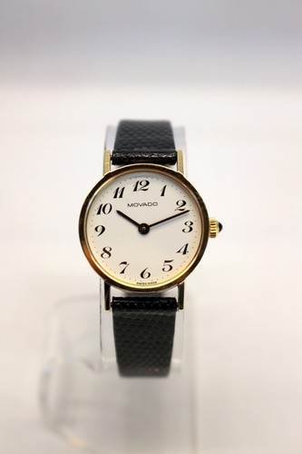 Ladies 14K Yellow Gold MOVADO Watch WHITE DIAL Manual Wind REF: 36 1230 355