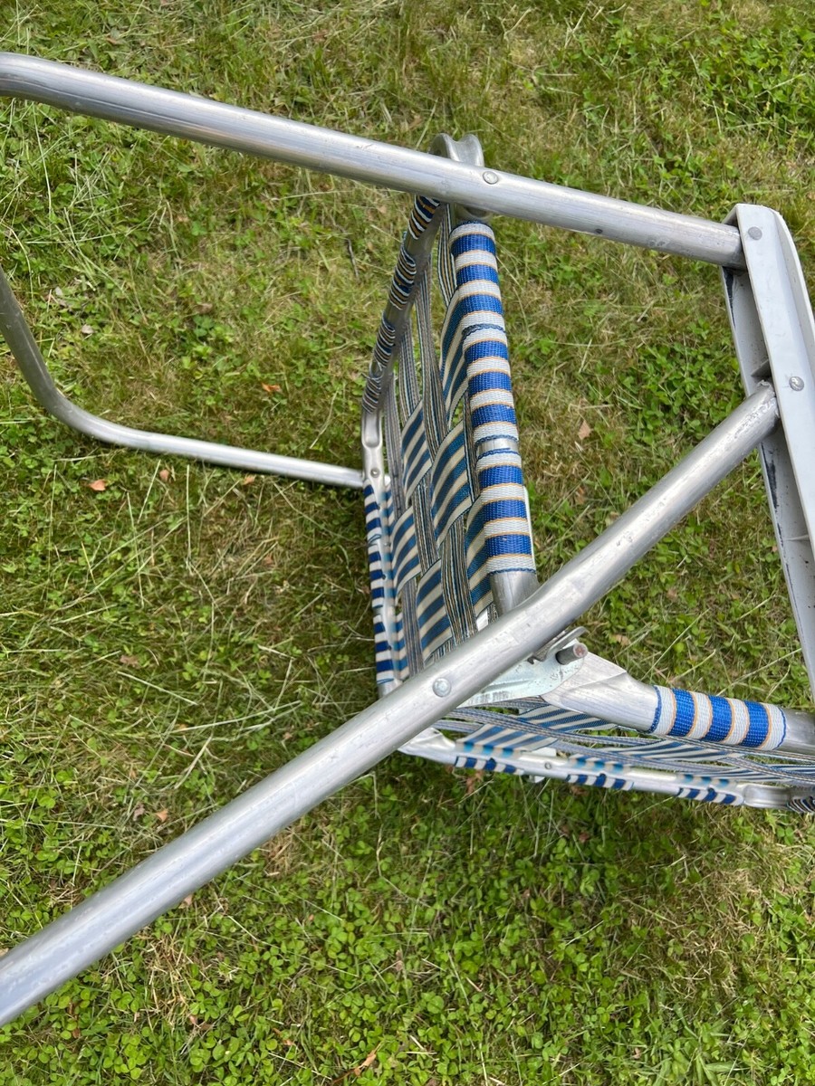Vintage Sunbeam Aluminum Folding Webbed Lawn Chair Pool Beach