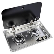 NAVY LOAD DOUBLE HOB STAINLESS STEEL COOKER BURNER TOP HORSEBOX MOTORHOME MARINE