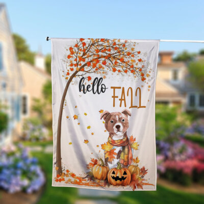 Welcome To Our Home Fall Dog Flag, Fall Dog Flag, Dog Lovers Gift, Pumpkin Spice