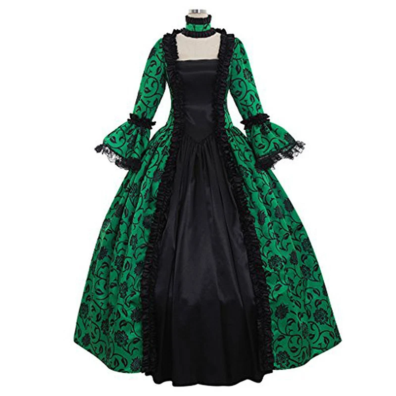 Laides Lolita Gothique Robe Ruche Floral Steampunk Soirée Vintage Déguisement - Photo 3/4