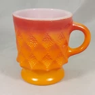 VTG Oven-Proof Anchor Hocking Kimberly Diamond Pattern Coffee Tea Mug Cup Orange