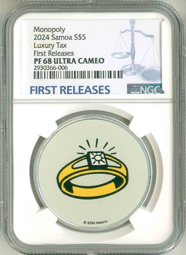2024 Samoa S$5 Monopoly Luxury Tax First Release NGC PF68 Ultra Cameo OGP
