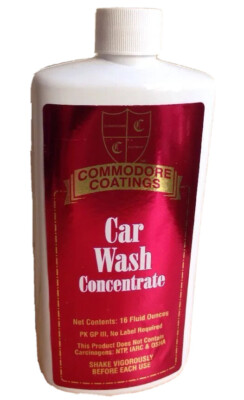 COMMODORE COATINGS AUTOMOBILE CAR WASH CONCENTRATE, 16 OUNCE BOTTLE, NEW