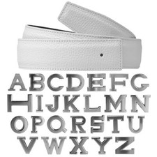 Leather Belt Reversible in White Belt Buckle with 32mm H Chrome