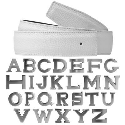 Ledergürtel Wendegürtel in Weiß Gürtelschnalle mit 32mm H Chrom