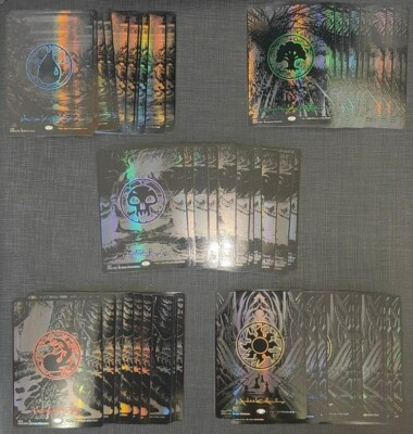 #ad MTG Phyrexia: All Will Be One Oil Slick Raised Foil Land 25 set 5 of each type $230.00