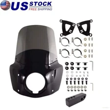 Front Headlight Fairing Cover 15'' Windshield For 2006-2017 Harley Dyna Softail