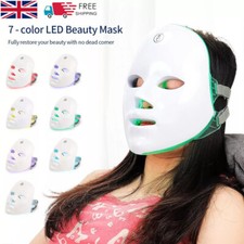 7 LED Light Photon Therapy Face Neck Mask Rejuvenation Skin Wrinkles Anti-aging