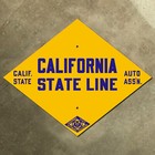California state line CSAA highway road sign auto club AAA diamond 1915