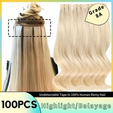 Thick Tape IN Glue Real 100 9A Remy Human Hair Extensions Skin THICK 20"22"24"
