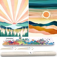 Paint by Numbers Kit for Adults Beginners 2 Pack Rolled Paint by Numbers on Canv