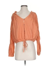 Love, Whit by Whitney Port Women Orange 3/4 Sleeve Blouse S