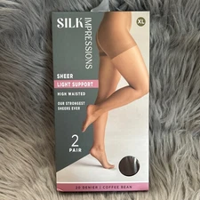 Silk Impressions Sheer Light Support Womens Size XL Coffee Bean High Waisted