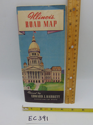Vintage 1950's Illinois Official Highway Road Map from IL Secretary of State