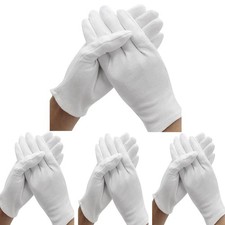 24 Pcs 12 Pair White Cotton Gloves for Dry Hand One Size,
