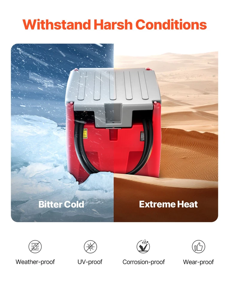 VEVOR Portable Diesel Tank 58Gal Diesel Fuel Tank with 12V Transfer Pump 10.6GPM Foto 2 de 4