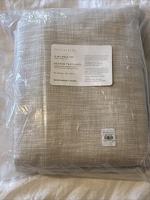 Pottery Barn Seaton Textured Cotton Curtain Drape Blackout Neutral 50 x96  NWOT