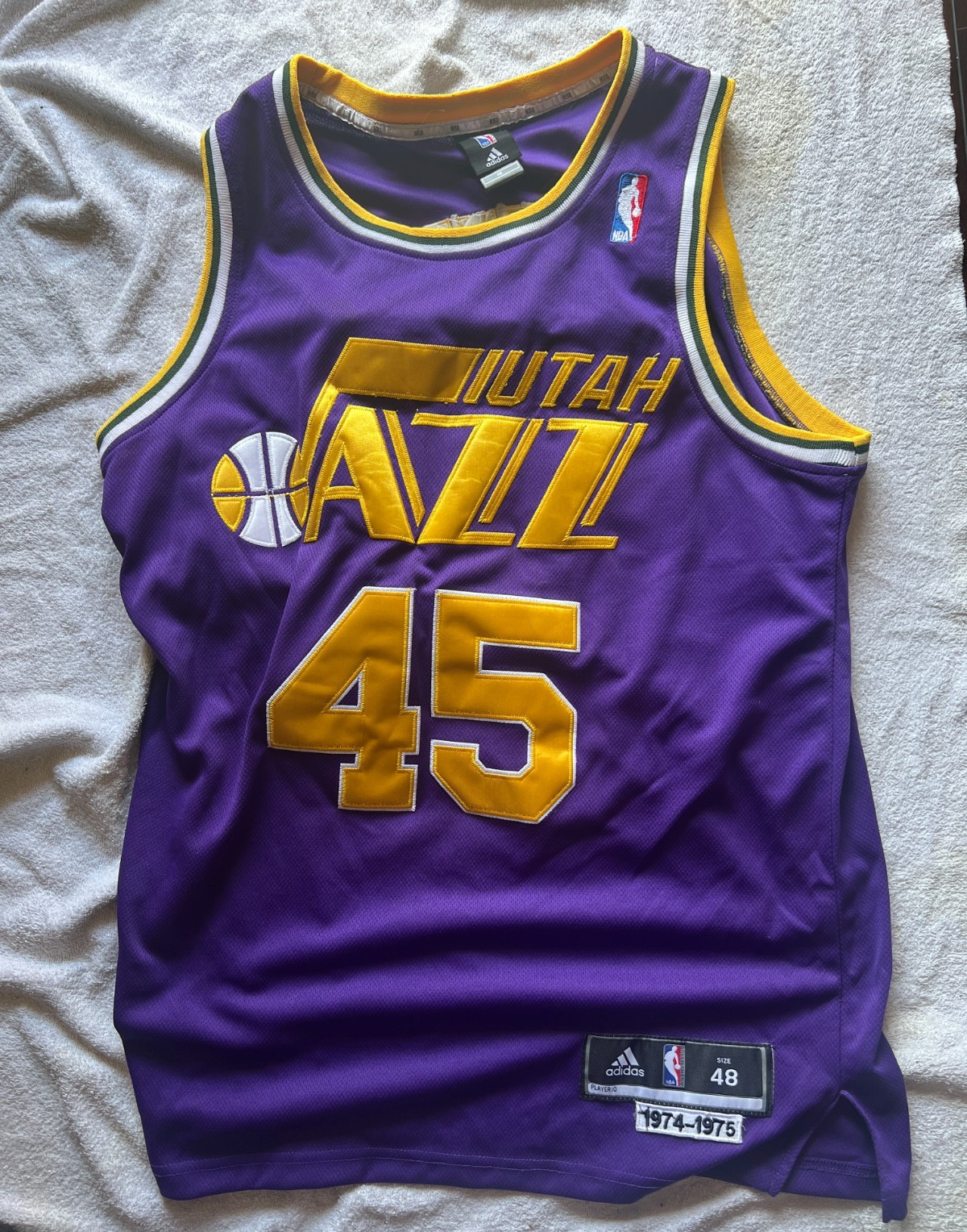 Adidas Utah Jazz Eric Leckner #45 90's Jersey Size 48 / L RARE