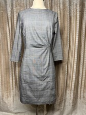 Mango Basics Gray Plaid Sheath Dress | Size 6 | 3/4 Sleeve Work Career