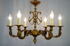 antique vintage French chandelier Ceiling Light brass  restored
